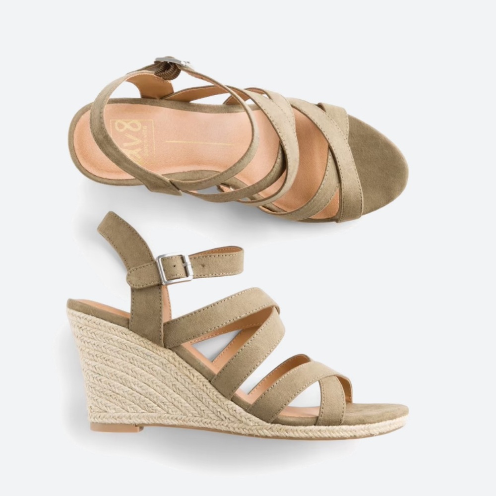 DV8 Plume Ankle Strap Espadrille Wedge 8.5 Olive | Stitch Fix